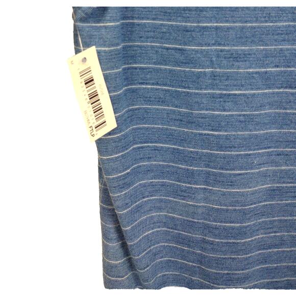 Goodthreads Soft Cotton Henley T Shirt Med Short Sleeve NWT Indigo Blue Stripes - Picture 7 of 7